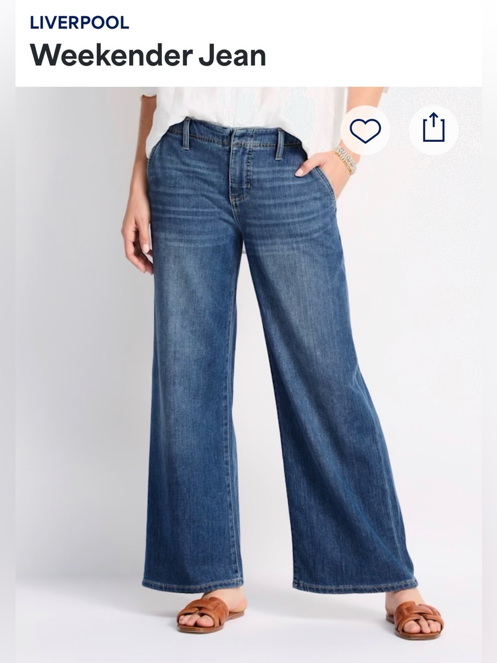 Liverpool Jeans Company Wide-Leg Jeans in Medium Blue